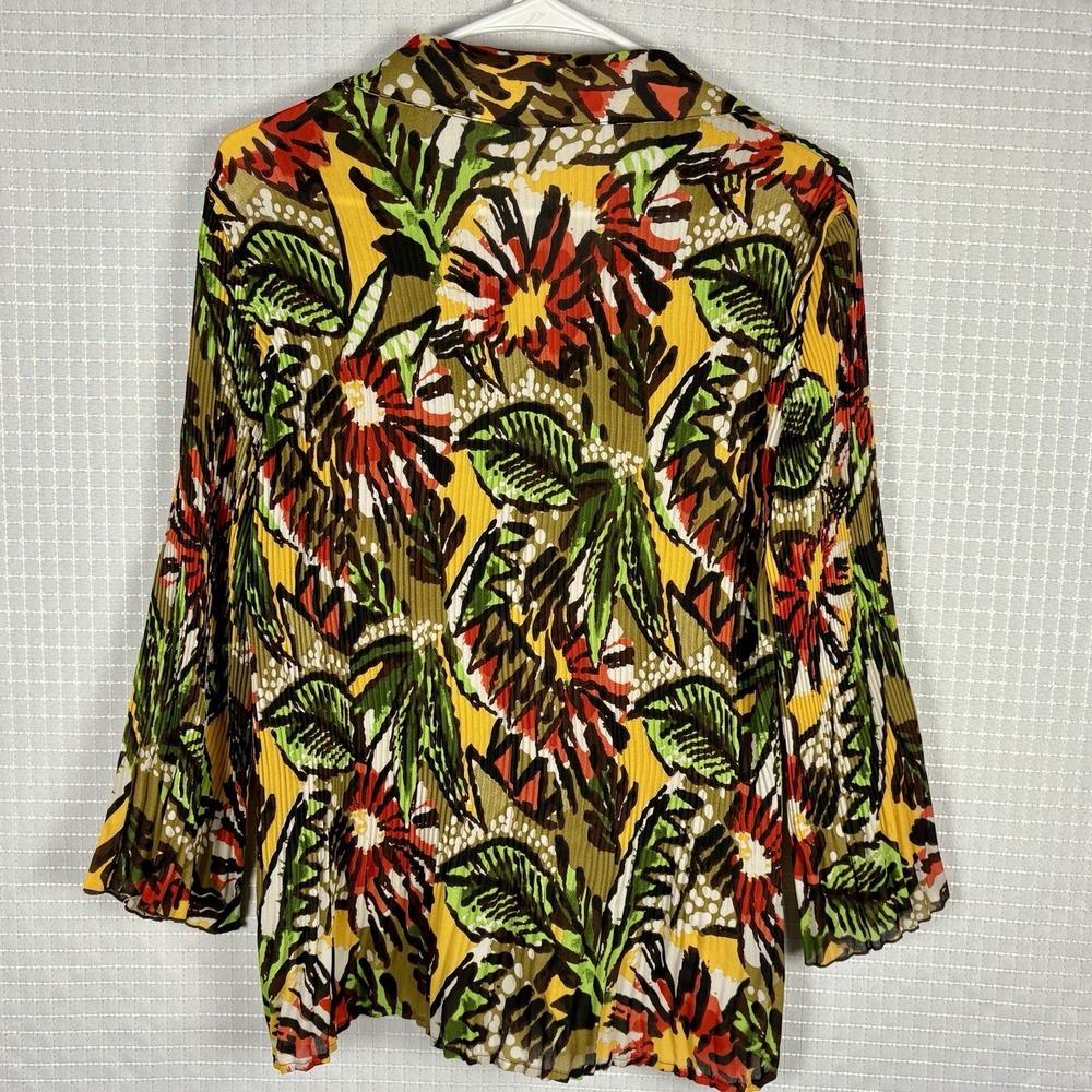 Signature Larry Levine Womens Button Up Top Size‎ L Botanical Artsy Earthy - Picture 2 of 7